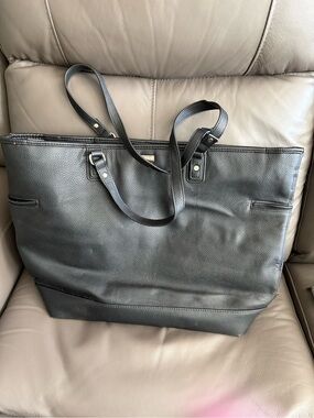 Black Leather Tote Bag - Classic Women’s Work Tote